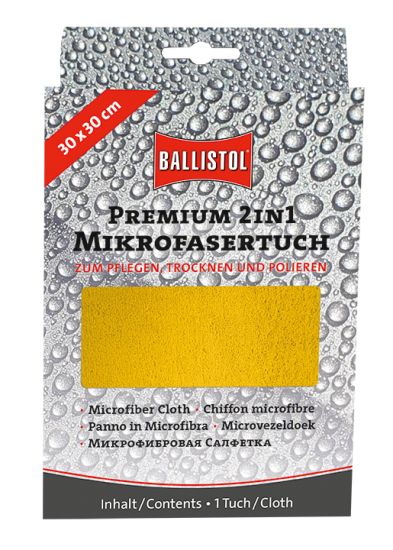 Premium 2in1 Mikrofasertuch - Zum Pflegen, Trocknen und Polieren, gelb, 30x30 cm 