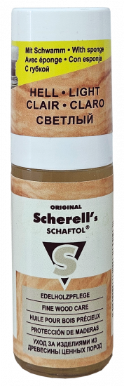 Scherell's SCHAFTOL hell| 50 ml Flasche mit Applikationsschwamm DE/EN/FR/ES/RU Hell Flasche 50 ml