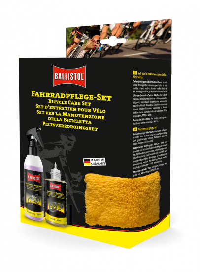 Fahrradpflege-Set, Keramik-Kettenöl 65 ml + Fahrrad-Reiniger 150 ml + Mikrofasertuch, 30 x 30 cm 